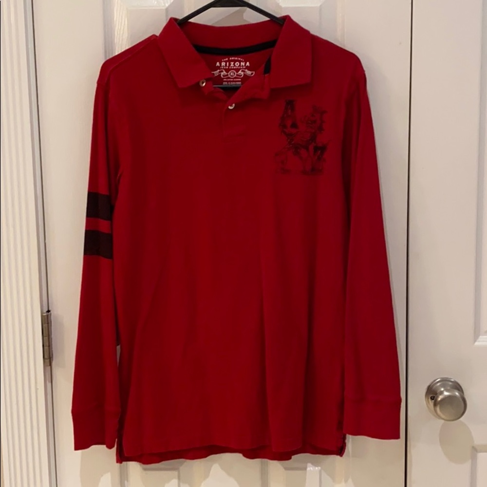 Long Sleeved Polo Shirt - Red - Boys XL